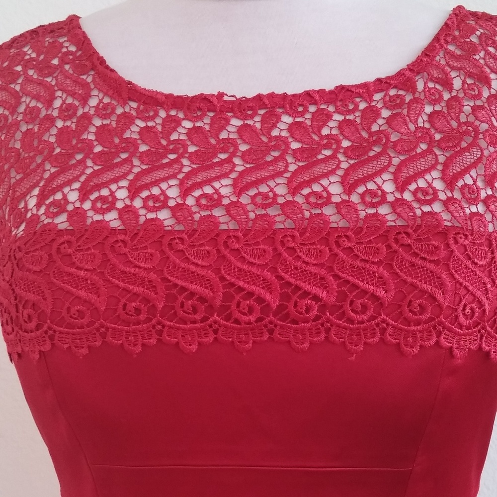 Red lace / sateen cocktail dress